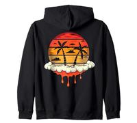 Palme retrò Sunset Summer Beach Vacation Tropical Vacay Felpa con Cappuccio