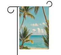 Palme tropicali Bandiera da giardino Casa Prato Cartello di benvenuto Banner Doppio Lato Piccole Bandiere Personalizzate per Piscina Cortile Decorazione da Parete Casa Esterna 32 x 47 cm