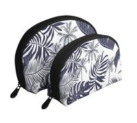 Palme tropicali foglie Silhouette hawaiana, Borsa per trucco a conchiglia Portamonete da donna Borsa da toilette piccola Borsa per cosmetici 2 pezzi