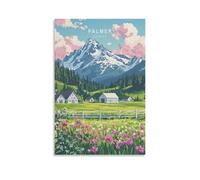 Palmer - Stampa artistica da parete minimalista su tela, motivo: paesaggio urbano dell'Alaska, Stati Uniti, opera d'arte per soggiorno, camera da letto, bagno, ufficio, decorazione per la casa, 40 x