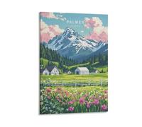 Palmer - Stampa artistica da parete minimalista su tela, motivo: paesaggio urbano dell'Alaska, Stati Uniti, opera d'arte per soggiorno, camera da letto, bagno, ufficio, decorazione per la casa, 40 x