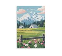 Palmer - Stampa artistica da parete minimalista su tela, motivo: paesaggio urbano dell'Alaska, USA, opera d'arte per soggiorno, camera da letto, bagno, ufficio, decorazione per la casa, 50 x 75 cm