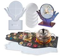 Palmistry - Stampo per vassoio e specchio da strega mistica con supporto in resina epossidica, kit in silicone per sottobicchieri, confezione da 8