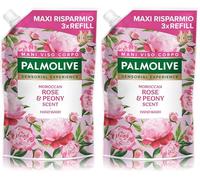 Palmolive Ricarica Sapone Liquido Mani Sensorial Experience rosa del Marocco e Peonia 900 ml, Rose & Peony (Confezione da 2)
