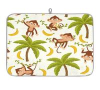 Palmtree - Tappetino scolapiatti in microfibra a forma di scimmia, con scimmia, assorbente, per cucina, cucchiaio, piatto di vetro, 45,7 x 60,9 cm