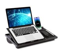 Palmwood Tavolo per computer portatile 52 x 28 x 6 cm - Tavolo da letto regolabile - Supporto portatile - Tavolo da divano - Cuscino per computer portatile - Nero