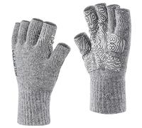 Palmyth Guanti da pesca in lana, senza dita, caldi, per uomini e donne, per pesca a mosca, pesca sul ghiaccio, fotografia e caccia (grigio, S/M)