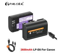 PALO 2600mAh LP-E6 LP E6 LPE6 LP E6N Tipo-C Batteria di ricarica per Canon 5D Mark II III 7D 60D EOS 6D 70D 80D EOS 5DS R Fotocamere