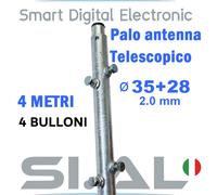 Palo antenna telescopico 4 metri robusto spessore 2mm con 4 bulloni acciaio M10