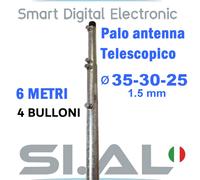 Palo antenna telescopico 6 metri 35-30-25 con 4 bulloni acciaio zincato a caldo