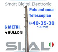 Palo antenna telescopico 6 metri 40-35-30 con 4 bulloni acciaio zincato a caldo