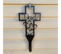 Palo commemorativo a forma di cuore, per tomba all'aperto con dettagli floreali, targa da giardino in metallo resistente alla corrosione, per la memoria della mamma, decorazione per cimitero (cuore