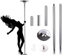 Palo da ballo, palo da ballo statico girevole da 45 mm con accessori di estensione, palo regolabile in altezza per casa/club, argento, 3,7 m-3,8 m/12,2 piedi-12,5 p,Silver-3.7M-3.8M/12.2ft-12.5ft