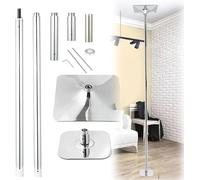 Palo Da Ballo Statico Palo Rimovibile Portatile, Altezza Regolabile Da 2,3 M-3,8 M, Set Di Pali Fitness Per La Festa Del Club Di Allenamento A Casa, Capacità Di Peso Di 44, Silver, 2.9M-3M/9.4ft-9.8ft