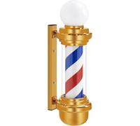 Palo da Barbiere A LED in Stile Classico, Insegna Aperta per Parrucchiere, Strisce LED Multicolor Rotanti, Luce Rotante da Parete per Esterni, Impermeabile, Risparmio Energetico, Gold, 68cm/26.77in