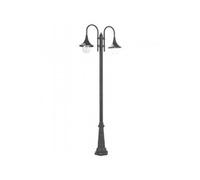 Palo Da Esterno H230Cm Lampara Alluminio E Termoplastica Nero 2 Luci E27