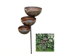 Palo da giardino in bronzo, 61 x 23 cm, a cascata per uccelli e stazione di irrigazione delle api, in metallo ruggine, con ciotola d'acqua, per attirare uccelli e piante rampicanti (caffè)