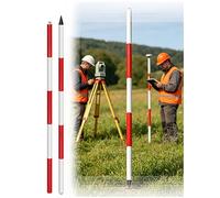Palo di Rilievo Alluminio Regolabile & Asta 6.6 10 16 FT per Topografia, Picchettamento e Sondaggio Pozzi con Marcatura Rossa Alta Visibilità(6.6 ft)