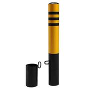 Palo di Segnalazione Stradale in Acciaio Resistente da 23,6" - Giallo e Nero, con Copertura Integrata per Il Controllo della Sicurezza in Caso di Impatto dei ve