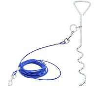 Palo e cavo per legare il cane, 9,1 m, resistente, a spirale, guinzaglio per cani, catena in metallo girevole a 360°, per cani di taglia piccola, media e grande all'aperto (palo semplice)