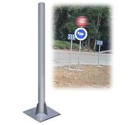 Palo for segnaletica stradale ad alta resistenza - Acciaio zincato, colonna con base rotonda/quadrata, for strada, cortile, patio e sicurezza(76mm,SQUARE_150CM/4.9FT)