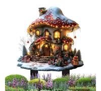Palo natalizio da giardino - Decorazione con funghi acrilici, arte del cortile della casa delle nevi, ornamento festivo per balconi, prati, ponti, piante in vaso, espositore per esterni