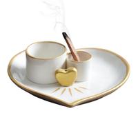 Palo Palo Santo, bruciatore di incenso, 4 in 1 Palo Palo Santo in ceramica, supporto per salvia a forma di cuore, supporto per bruciatore di incenso decorativo per yoga domestica, supporto Palo San