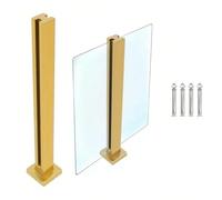 Palo per balaustra in vetro senza cornice da 10-12 mm, con accessori, colonna ringhiera in oro nero opaco e staffe di supporto per balcone e scale (oro, altezza media 80 cm)