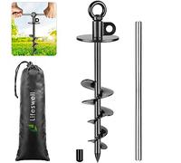 Palo per cani 38 cm, resistente fino a 99,8 kg, nessun groviglio, facile da installare, ideale per cortile, campeggio e spiaggia, confezione da 1 (nero)
