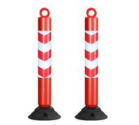 Palo per parcheggio, dissuasore rimovibile, in plastica, con base riempibile, palo flessibile per vialetto stradale, scuola, hotel, banche (rosso, 2 pezzi)