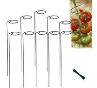 Palo per pomodoro, palo dritto per pomodori, supporta gabbie a spirale per pomodori, supporto per piante in vaso per piante in vaso pomodoro rosa vite (10 pezzi x dritti + 100 fili leganti)