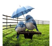 Palo per prato per uccelli, uccello blu con ombrello, paletto da giardino in acrilico, 2D, piatto, facile da installare, per primavera, esterni, prato domestico