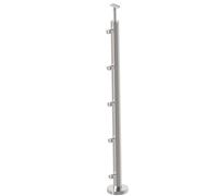 Palo per ringhiera in acciaio inox Ø42,4 altezza di installazione 1000mm con supporto per aste trasversali Ø12,0 ringhiera V2A levigata K320 per balcone, pavimento, tubo tondo per ringhiera per scale