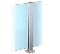 Palo per ringhiera in Vetro Argentato, Nessuna Perforazione Richiesta, palo per Recinzione in Acciaio Inossidabile 304 per Piscina e Patio, Staffa,Silver~Mid Post,95cm