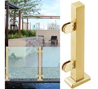 Palo per ringhiera in vetro dorato con clip di montaggio complete in acciaio inox per recinzioni in vetro per ville, portici e balconi, design elegante