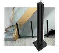 Palo per ringhiera in vetro, Glass Balustrade Post Railing System Kit Square Glass Panel Clamps Black Multiple Sizes(Black-corner Post,70cm/27.5")