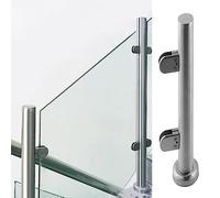Palo per ringhiera in vetro in acciaio inox, sistema di balaustra rotonda in vetro con viti, kit di guardavia in vetro per interni ed esterni, per la sicurezza di balconi e terrazze