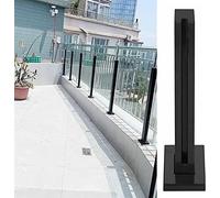 Palo per ringhiera in vetro nero per balaustra da 75 cm, kit per recinzione veranda patio con hardware in vetro ringhiera post moderno pannelli di vetro supporto