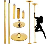 Palo Pole Dance Professionale, Palo Per Fitness Domestico Rimovibile E Portatile, Statico E Rotante, Altezza Regolabile (223,5~274,5 Cm), Capacità Di Peso: 440 Libbre,Gold