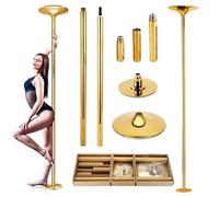 Palo Pole Dance Professionale | Statico E Ruotabile | Diametro 45 Mm | Altezza Regolabile (223,5~274,5 Cm) | Asta Da Ballo In Acciaio Inossidabile Senza Foratura Per Principianti,Gold