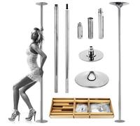 Palo Pole Dance Professionale | Statico E Ruotabile | Diametro 45 Mm | Altezza Regolabile (223,5~274,5 Cm) | Asta Da Ballo In Acciaio Inossidabile Senza Foratura Per Principianti,Silver