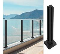 Palo quadrato in acciaio inox per piscina e patio, 5 x 5 cm, kit staffe base in vetro da 10-12 mm, supporto medio/angolare/estremità da 16,5/13,4 cm