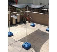Palo retrattile per parasole con base, confezione da 4 vele portatili per garage e veranda, installazione a terra senza trapano, durevole, 230 cm, capacità 40 kg