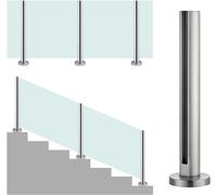 Palo ringhiera in alluminio per balaustre in vetro senza trapano richiesto supporto terrazzo esterno 105 cm/41,3 pollici palo medio facile installazione supporto per pannello in vetro durevole