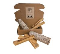 Palo Santo,Legno Sacro, 5 Legnetti Palo Santo + 2 Salvia Bianca,Aroma Intenso, Incenso Per Meditazione, Purificatore. Essiccato a Terra,Alta Qualita, Raccolto a Mano, Unico, Originale Peru'