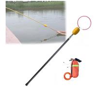 Palo telescopico per piscina, in fibra di carbonio leggera per soccorso e manutenzione di emergenza, include corda in acciaio inossidabile e anello morbido in silicone