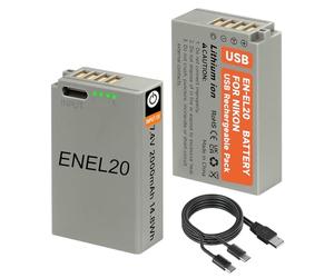 Palogreen 2 batterie EN-EL20 EN-EL20a con LED e cavo di ricarica USB-C per fotocamera digitale Nikon Coolpix P1100, P1000, Coolpix A, P950, 1 J1, 1 J2, 1 J3, 1 S1, 1 V3, DL24-500, 1 AW1