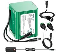 Palogreen Batteria DC da 12,6 V, 7900 mAh, per dispositivi da 12 V, cavo di collegamento, adattatore di alimentazione e adattatore di alimentazione per strisce LED, lettore MP3, router, fai da te, DVD