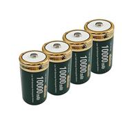 Palogreen Batteria mono D da 10000 mAh, 4 pezzi, 1,2 V, NiMH, ricaricabili, ad alta capacità, tipo D, senza effetto memoria, con bassa autoscarica