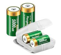 Palogreen Batterie ricaricabili da 5000 mAh Baby C - 4 batterie ricaricabili da 1,2 V/NIMH C Cell con scatola di immagazzinaggio, per giocattoli, radio, torcia elettrica...